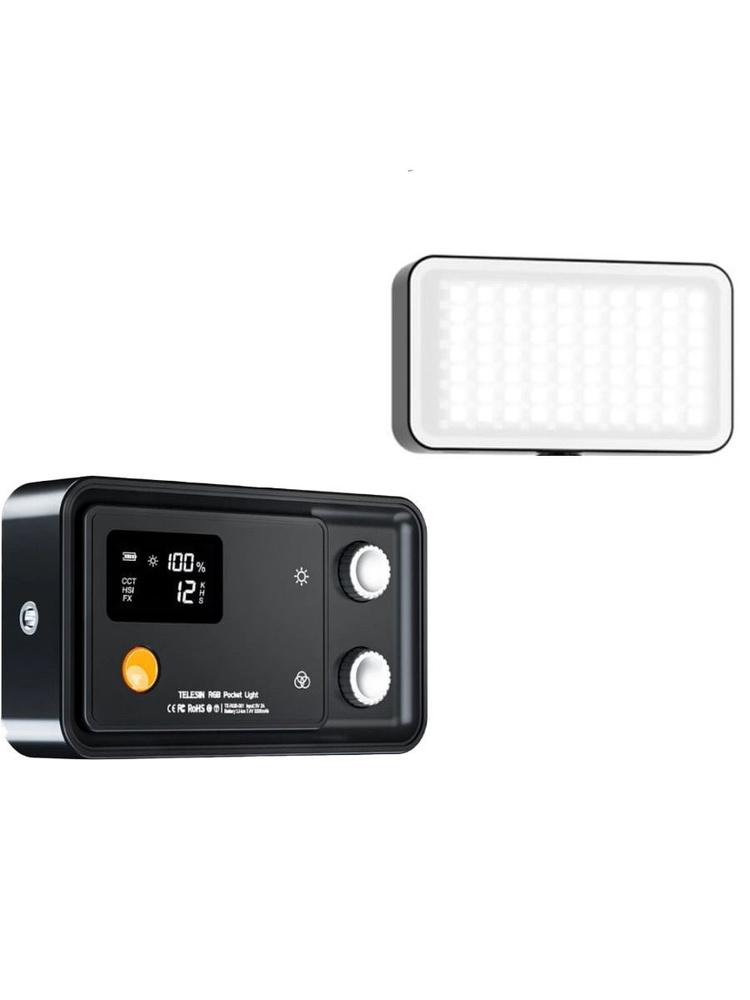 Многофункциональный светодиодный осветитель Telesin TE-RGB-001 на камеру и смартфон  #1