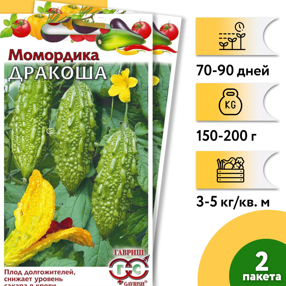 Момордика Дракоша (индийский гранат) (2 уп по 3 шт). Обладает уникальными лекарственными свойствами! #1