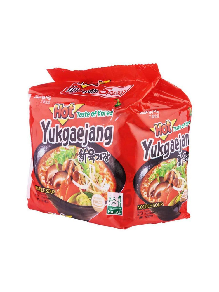 Yukgaejang Лапша со вкусом говядины с грибами, 5шт. х 120гр., Корея  #1