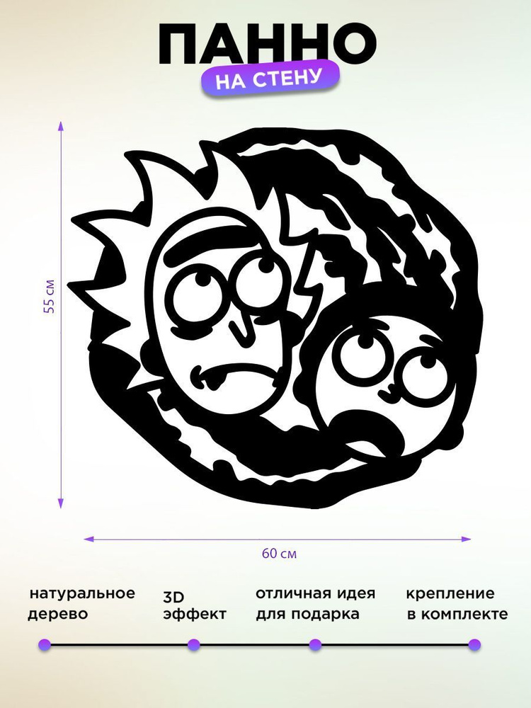 Панно на стену для интерьера рик и морти #1