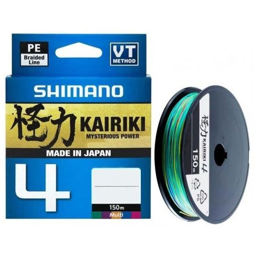 Плетёный шнур Разноцветный Shimano Kairiki 4 PE Line 150m 0.19mm 8,2kg Multi Colour для спиннинга донки #1