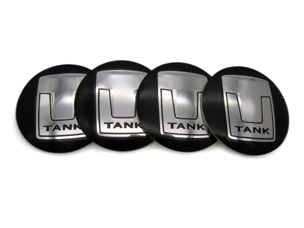 Наклейки на колесные диски и колпаки TANK silver 60 мм алюминий сфера  #1