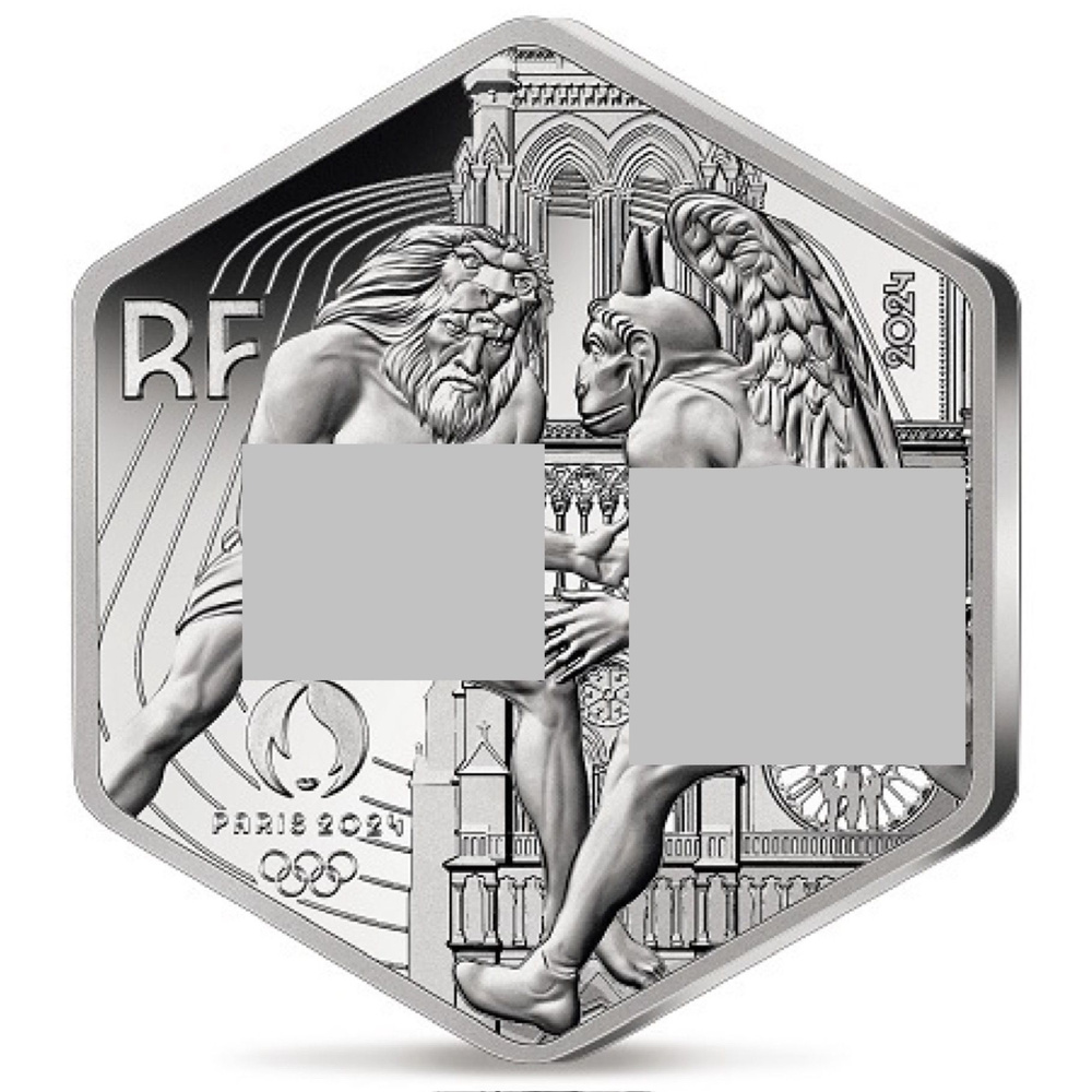 Серебряная монета 10 евро Геркулес в буклете. Олимпийские игры. Франция 2024 UNC  #1