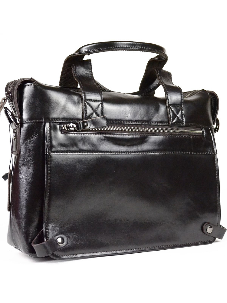 Мужская сумка портфель из натуральной кожи черный 36x27x7см  #1