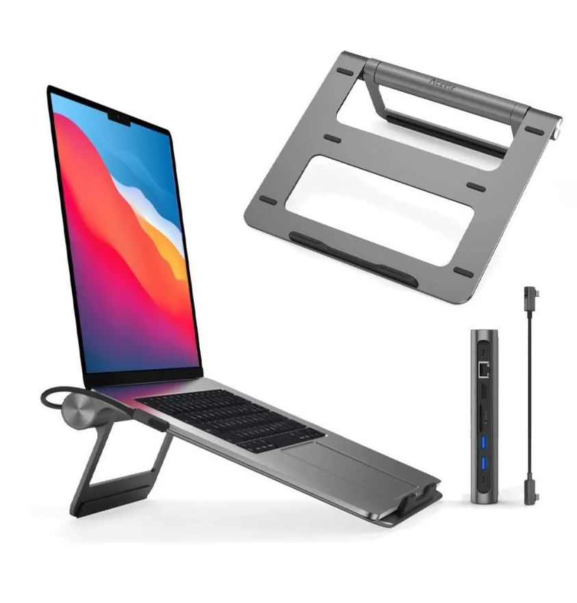 Подставка-переходник Хаб для Macbook WiWU A821CH Laptop Stand Hub / док-станция 8 в 1  #1