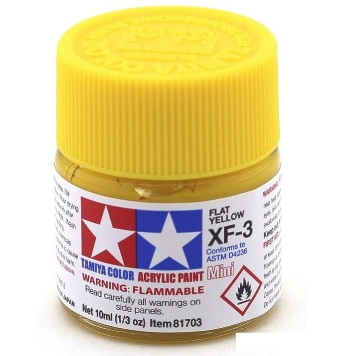 Краска акриловая XF-3 Flat Yellow, acrylic paint mini 10 ml. (Жёлтый матовый) Tamiya 81703  #1