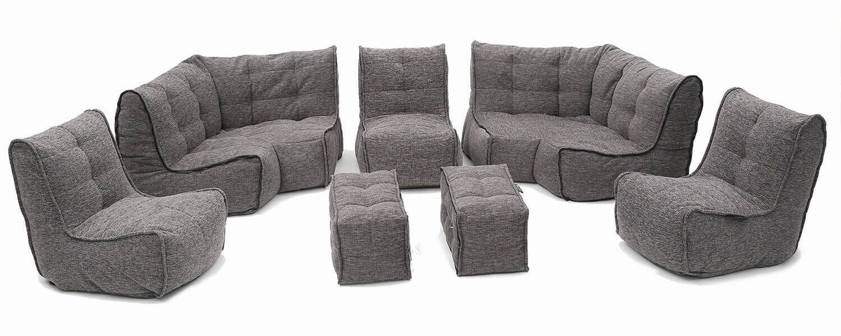 Бескаркасный модульный серый диван