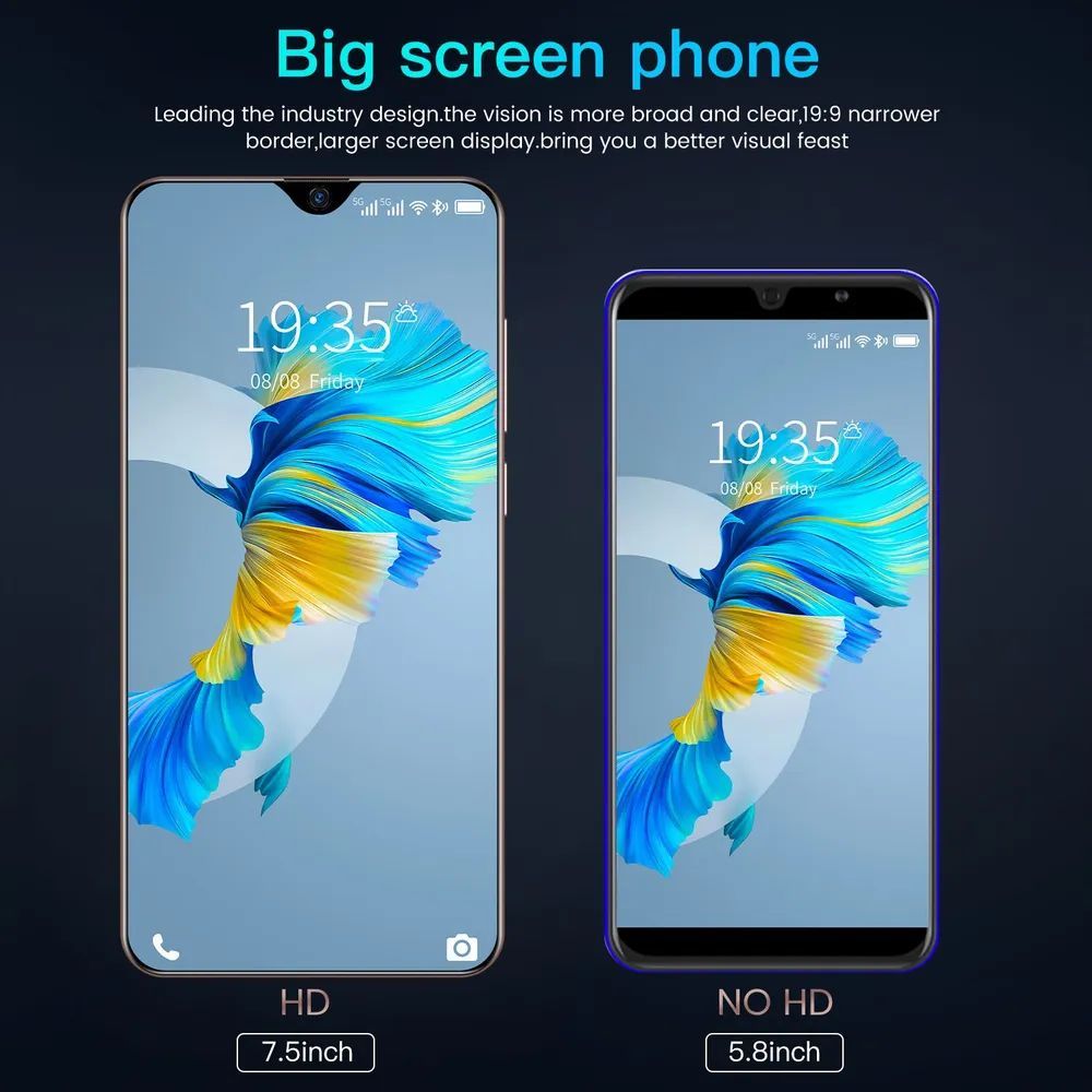 Смартфон Телефон Android Note 30 ultra, 7,5-дюймовый большой экран ...