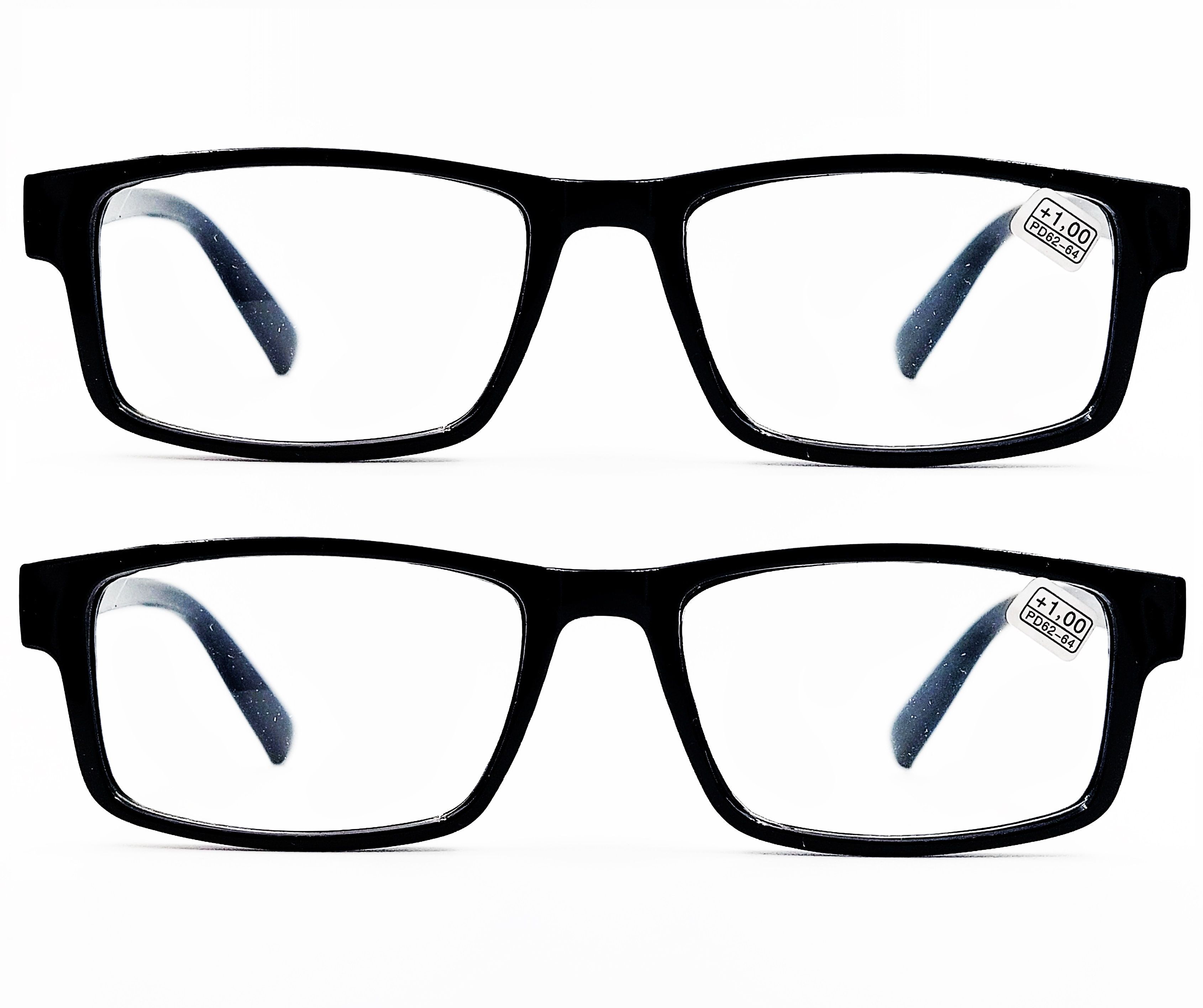 2шт,КачественныеиэлегантныеготовыеочкисPD62-64мм-2.00воправепластикчерногоцвета