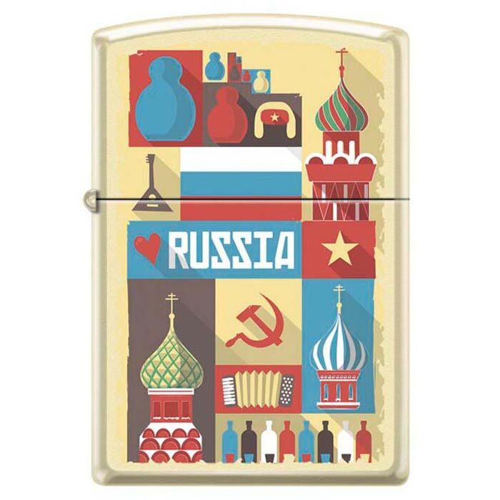 Зажигалка бензиновая ZIPPO Открытка из России Cream Matte #1