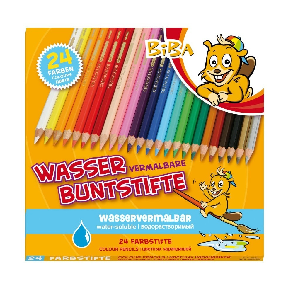 Creta Color Акварельные карандаши BIBA с толстым стержнем, d карандаша 7,5мм, d стержня 3,8мм, 24 цв #1