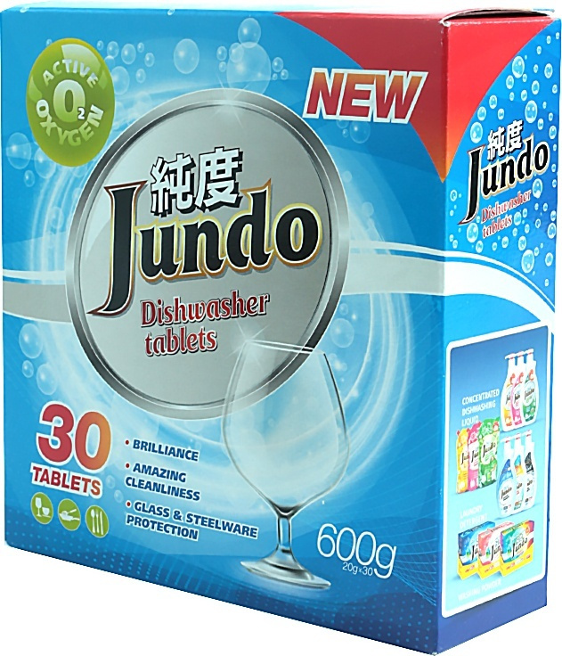 Таблетки для безопасного мытья посуды в посудомоечной машине Jundo Active Oxygen 3 в 1, без запаха, 30 #1