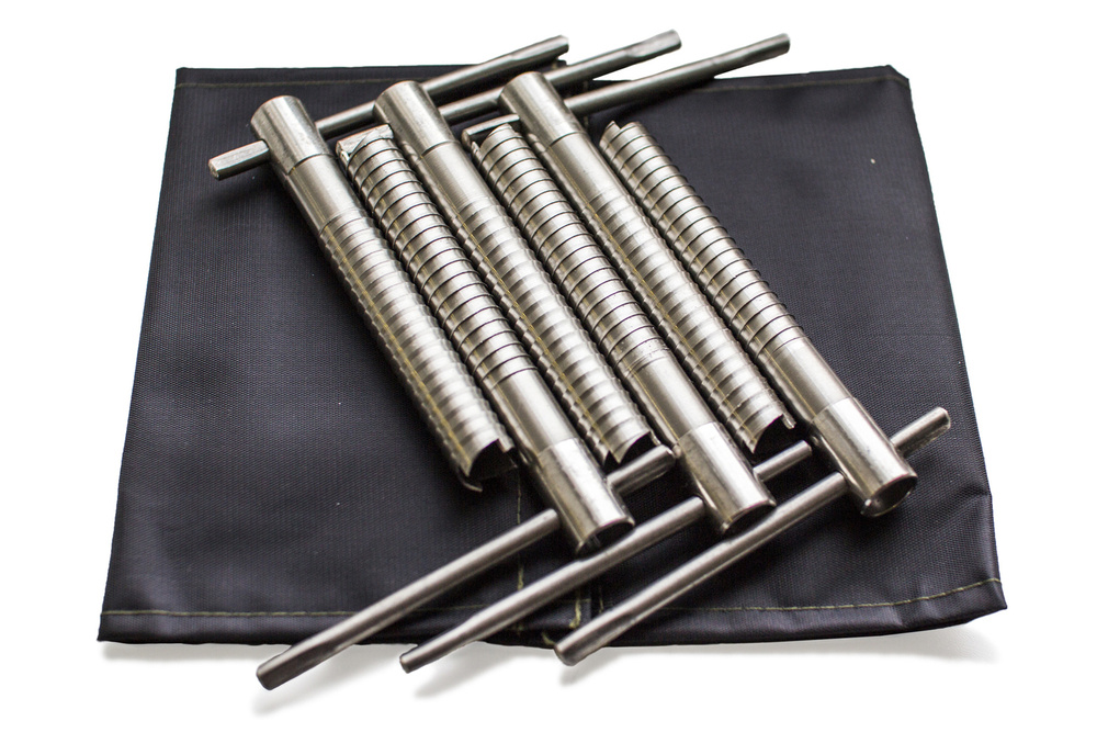 Комплект из 6 стальных буров-ввертышей с подвижной ручкой, упакованных в чехол-патронташ  #1