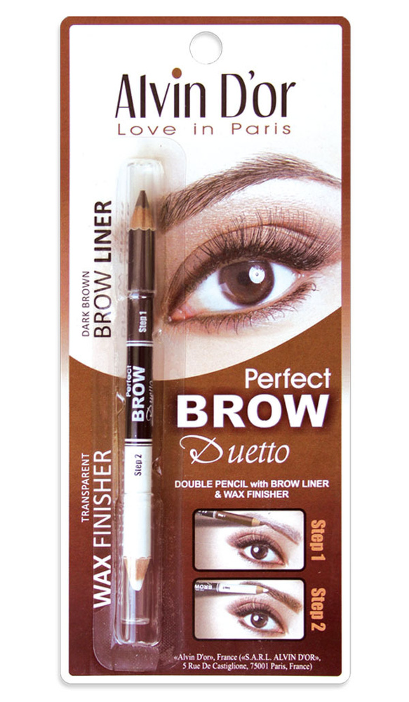 Alvin D'or, Дуэт для бровей (карандаш +воск) BROW Perfect (тон 02 Dark brown)  #1