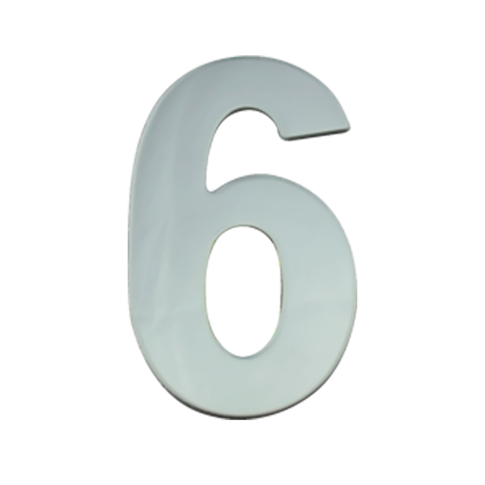 Номер дверной "6" металл, клеевая основа CP (хром) MARLOK #1