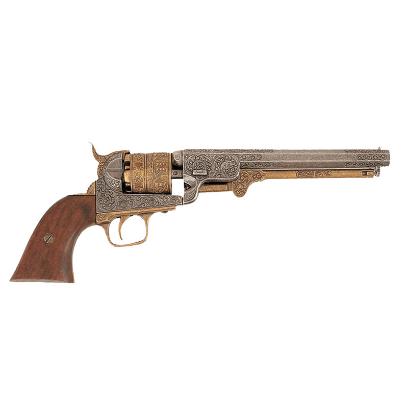 Сувенирное изделие револьвера морского Кольта 1851 года, латунь, дерево  #1