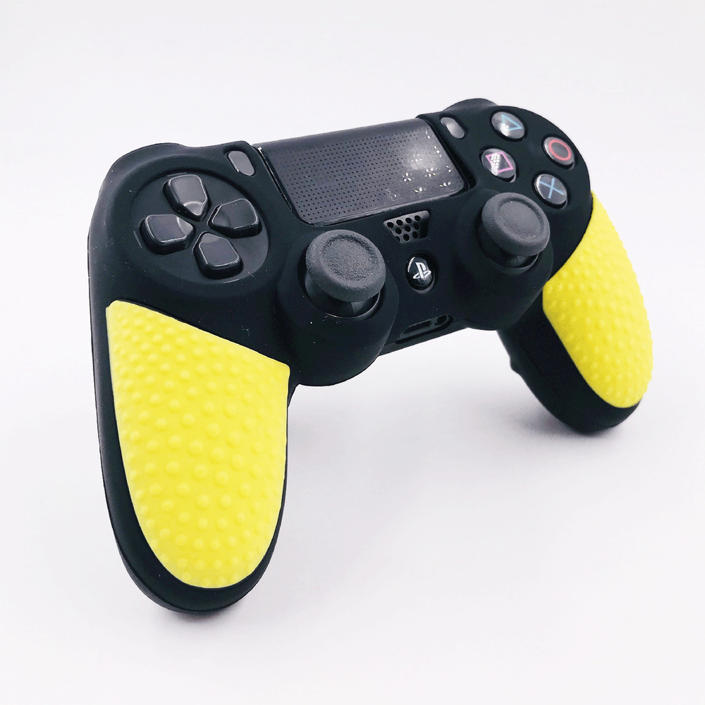 Чехол на геймпад PS4: Черный с Желтым/полное силиконовое покрытие  #1