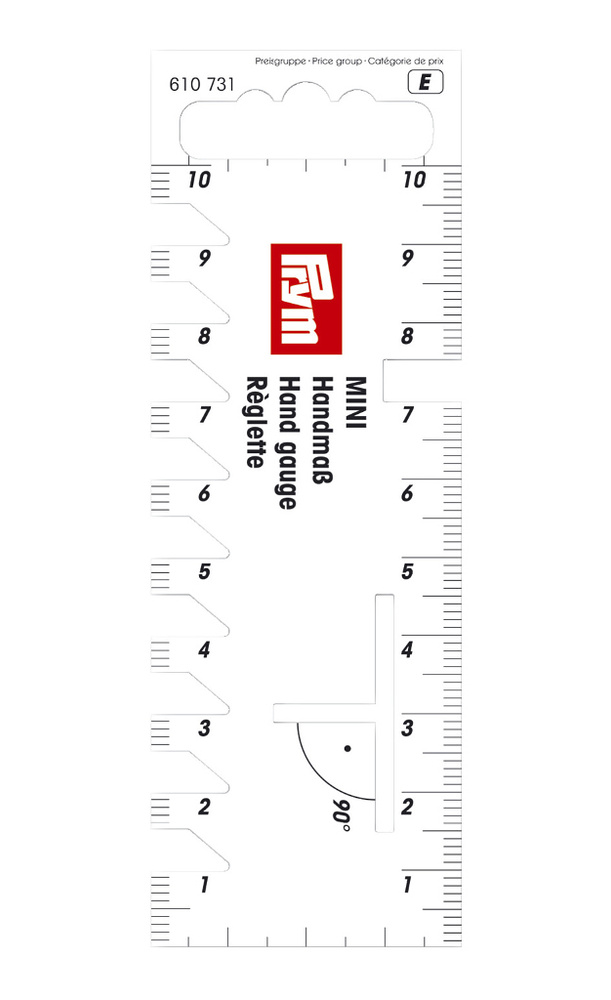 610731 Шаблон мини-линейка для разметки и измерения 4 х 11.5 см PRYM Германия  #1