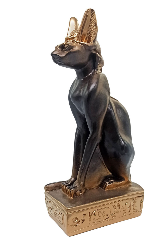 Статуэтка Кошка Египетская с летучей мышью 22 см фигурка Бастет гипс цвет бронза  #1