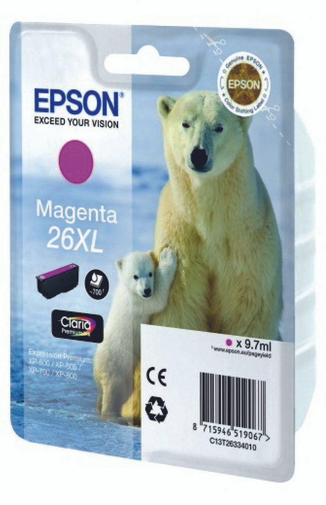 Комплект 2 шт, Картридж струйный Epson T2633 C13T26334012 пурпурный (700стр.) (8.7мл) для Epson XP-600/700/80 #1