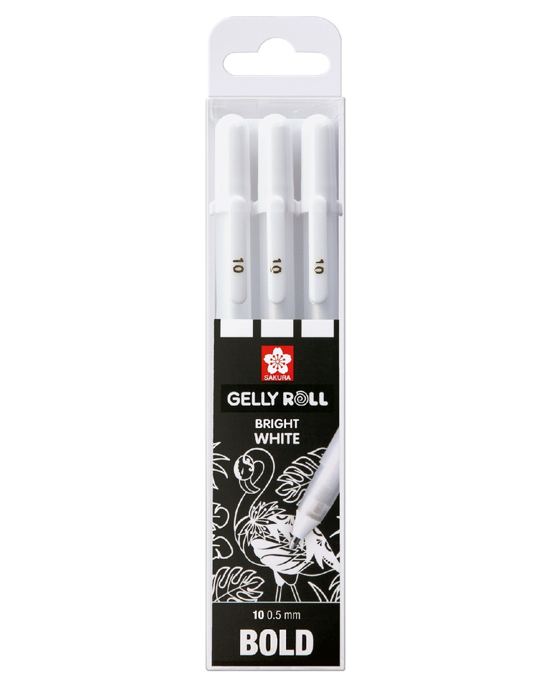 Гелевые ручки Gelly Roll тонкий стержень (пишущий узел 1,0 мм., линия 0,5 мм.), набор 3 шт., цвет чернил: #1