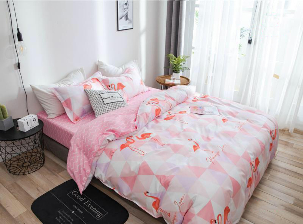 Комплект постельного белья Mency House Фламинго 2-х спальный, Поплин, наволочки 70х70  #1