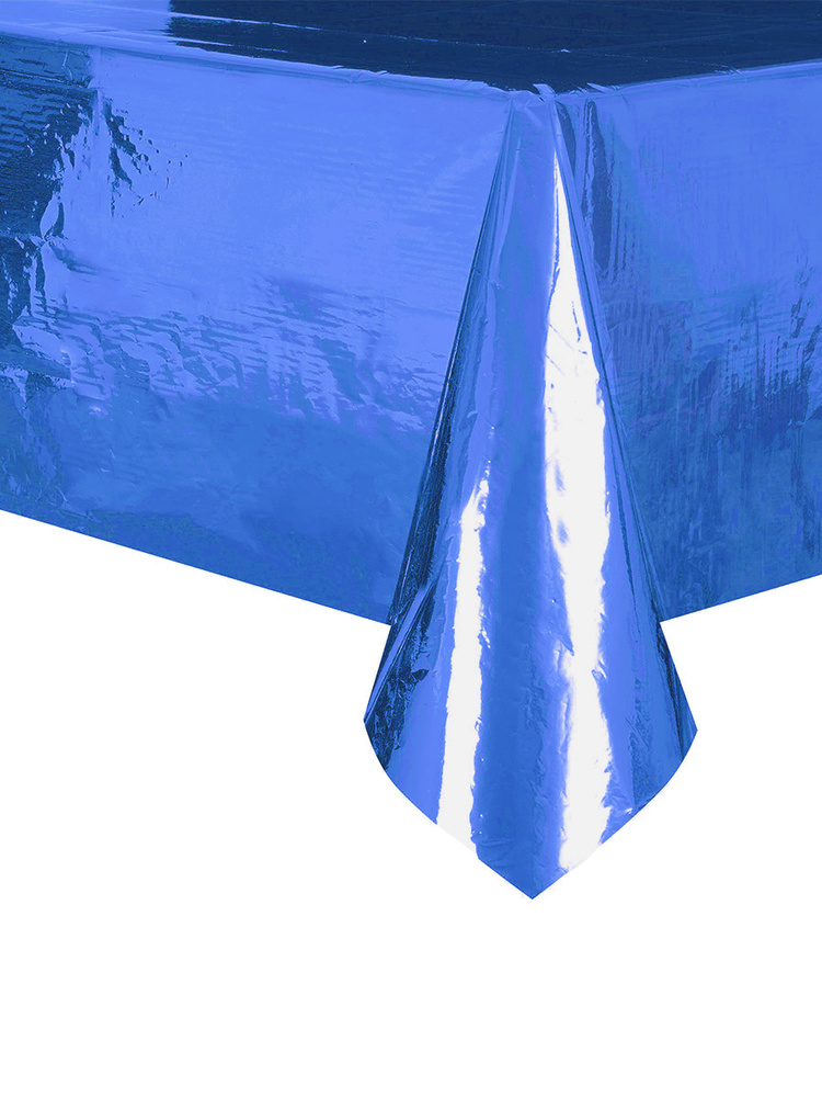 Скатерть праздничная одноразовая фольгированная Riota синяя, 130 х 180 см  #1