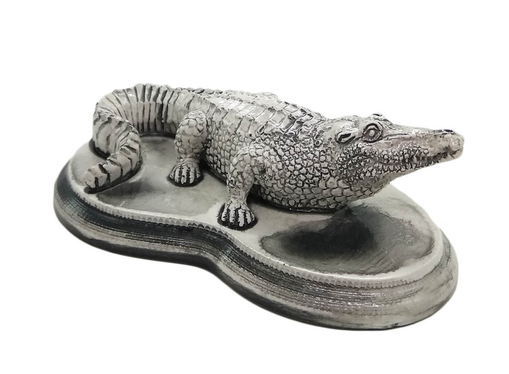 Статуэтка Крокодил 10 см гипс, цвет слоновая кость #1