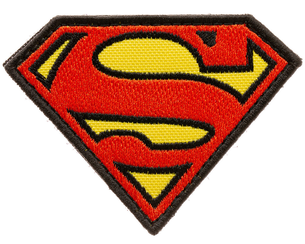 Нашивка на одежду, патч, шеврон на липучке "Знак Супермена" 8,5х6,2 см  #1