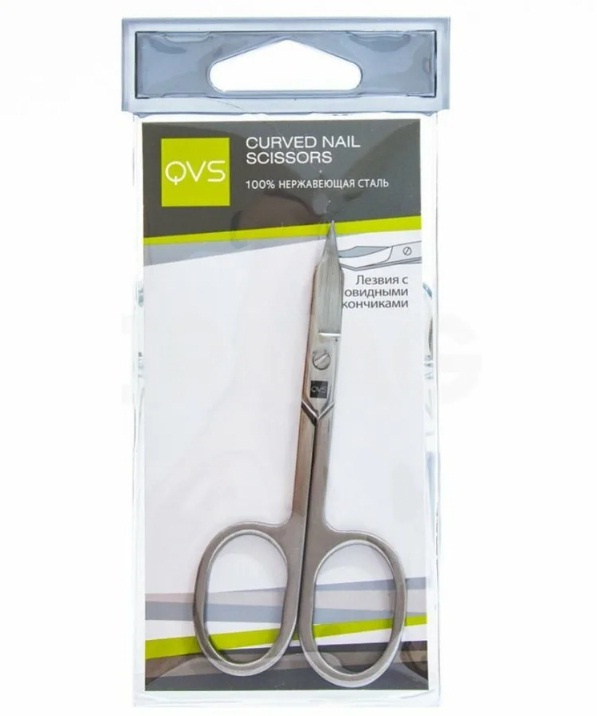 Ножницы маникюрные QVS с изогнутыми лезвиями и клиновидными кончиками  #1