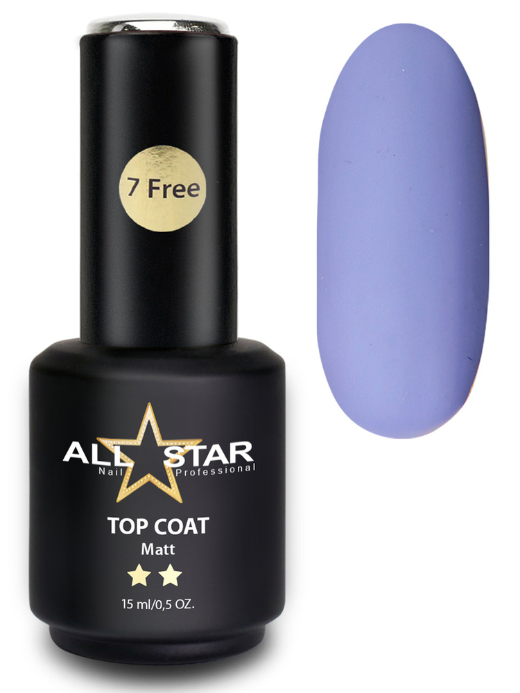 Топ для гель лака ALL STAR Professional матовый без липкого слоя TOP COAT Matt, 15 мл  #1