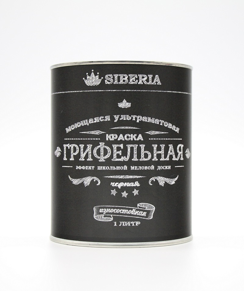 Грифельная краска Siberia для стен с эффектом школьной меловой доски (цв. черный /емкость 1,0 л. / на #1