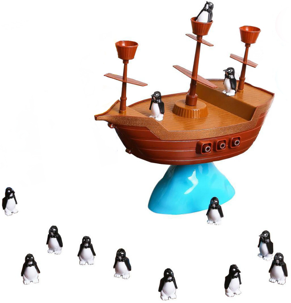 Настольная семейная игра "Пингвины, на абордаж", развитие логики, игровое поле + фигурки пингвинов  #1