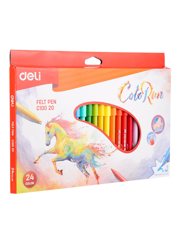 Комплект 3шт. Фломастеры Deli EC10020 ColoRun Вентилируемый 24цв. коробка с европодвесом  #1