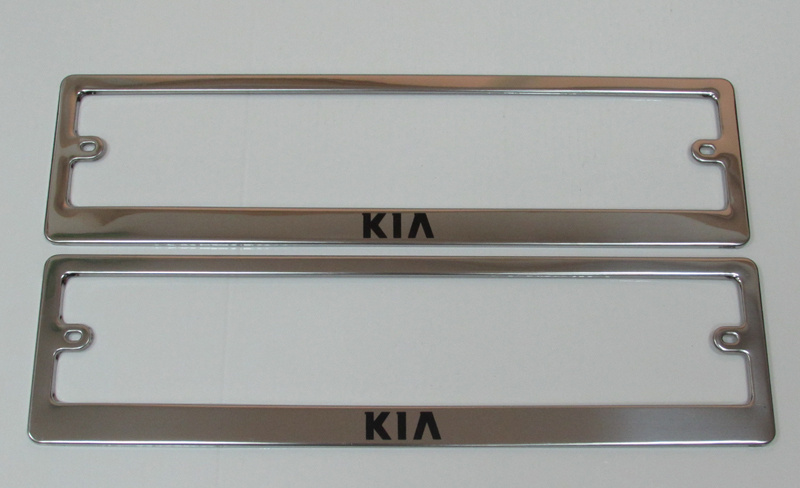 Рамки для номерного знака, хром нержавеющая сталь (ком-т 2 шт) KIA шелкография краска  #1