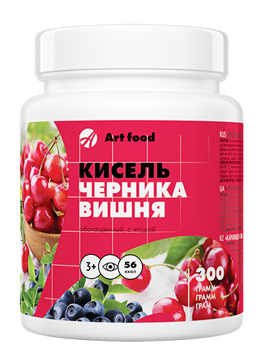 Кисель "Черника-Вишня" с ягодами Frutto, 300 г, АртЛайф #1