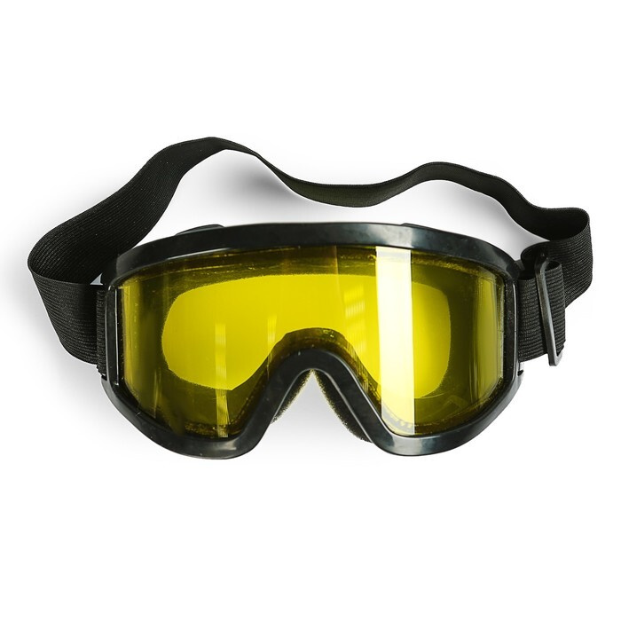 Очки-маска для езды на мототехнике, стекло двухслойное желтое, черный . Уцененный товар  #1