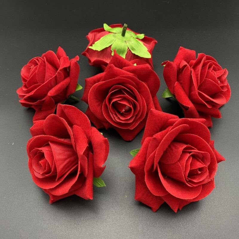 Головки цветов Роза бархатная 8 см красный 12 шт  #1