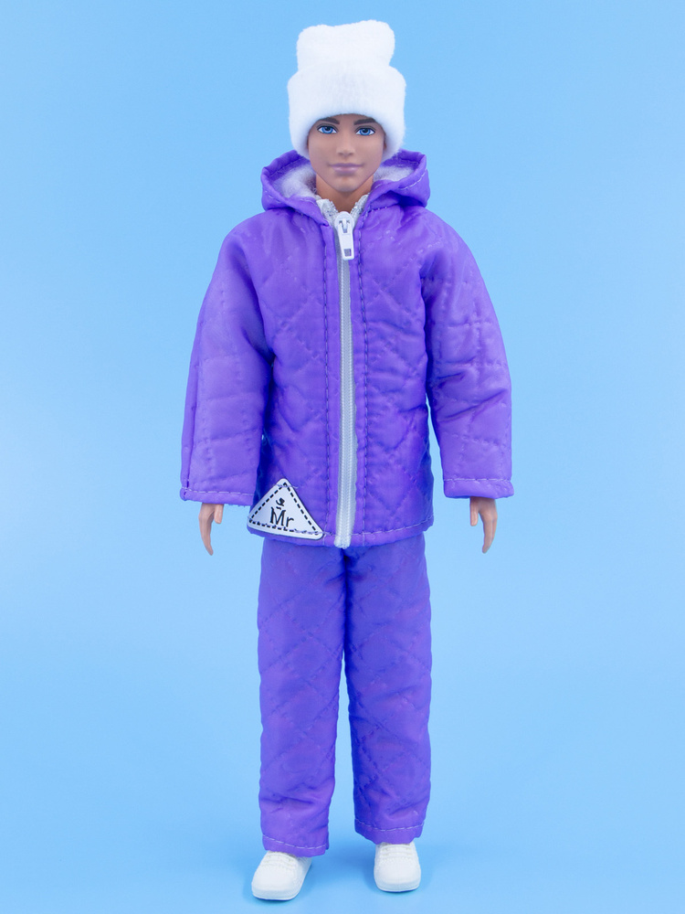 Одежда для кукол Модница Пуховик, штаны и шапка для куклы Кен 29-30 см (мужской) сиреневый  #1