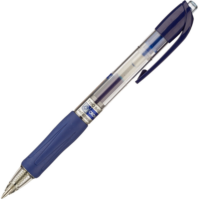 Ручка гелевая автоматическая CROWN AJ-5000R 0,7мм. Автомат. рез. манж. син 2 шт  #1