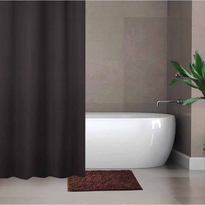 Набор для ванной "Комфорт": штора 180х180 см, ковёр 40х60 см, цвет коричневый  #1