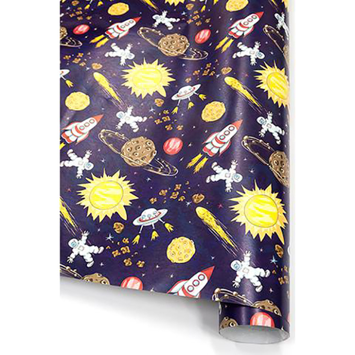 Бумага упаковочная подарочная "Космос, Солнечная система", в наборе 2 листа 70х100см,  #1