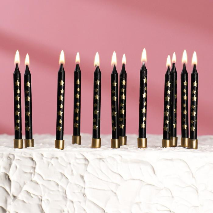 Свечи для торта "Золотая звезда", 12 шт, чёрные #1
