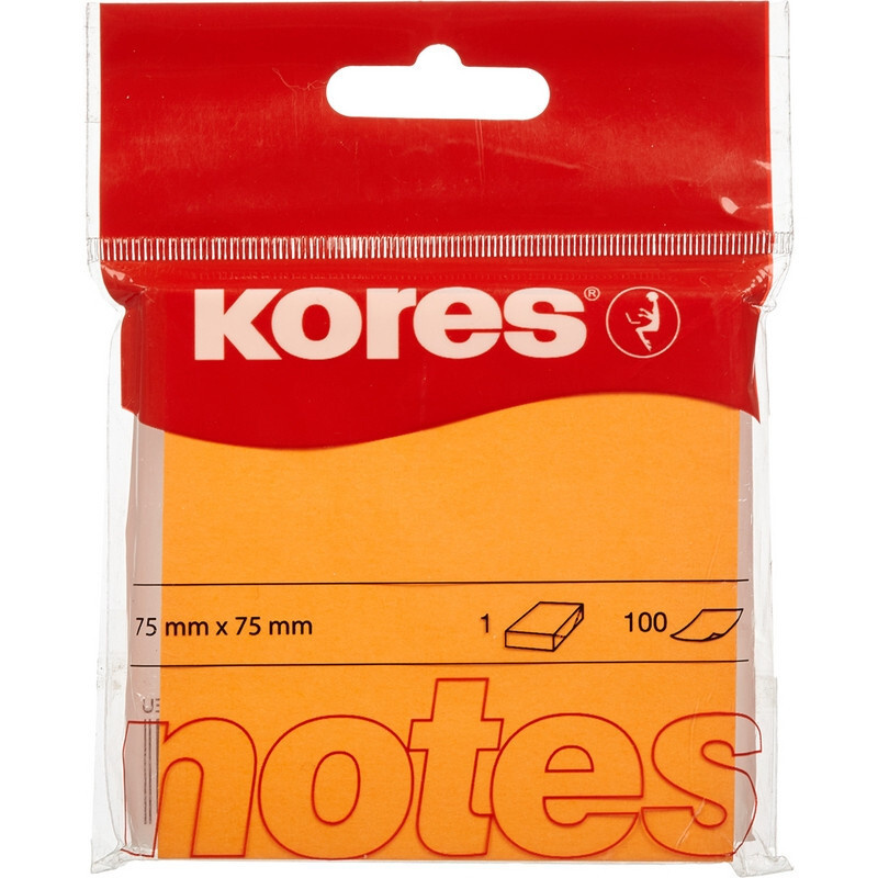 Стикеры Kores бумага для заметок 75х75 неоновая оранжевая 100л. '47074  #1