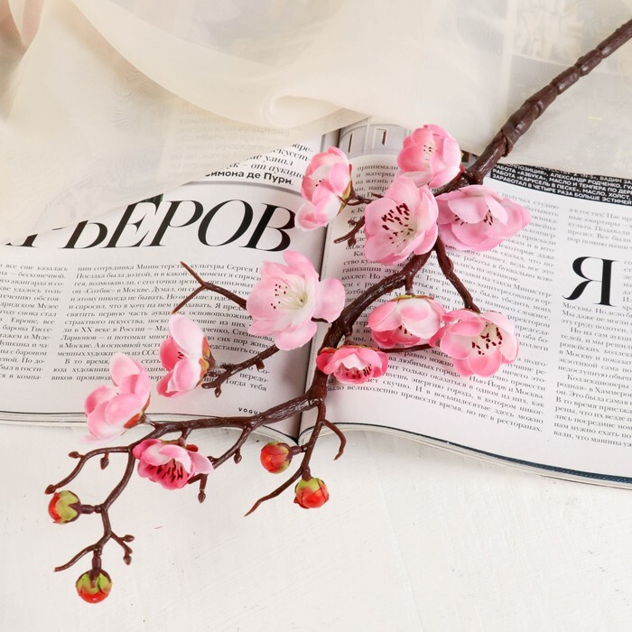 Цветы искусственные "Ветка сакуры" 3х60 см, розовый #1