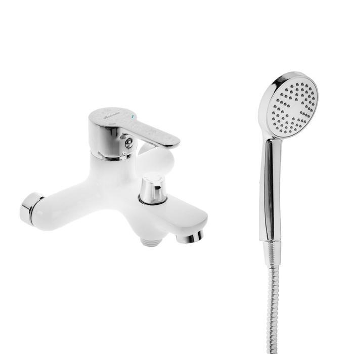 Cмеситель для ванны Accoona A6367G, однорычажный, с боковым дивертором, силумин, белый  #1