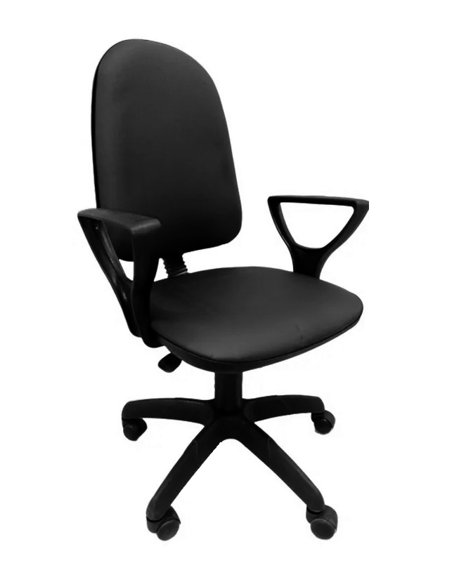 Кресло компьютерное Премьер-1 Поло кожзам черный, стул офисный  #1