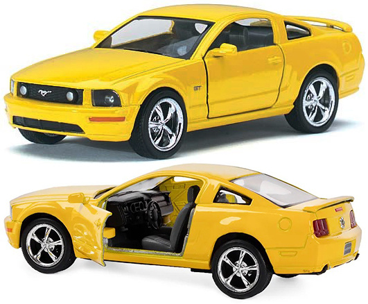 Машинка металлическая Kinsmart 1:38 Ford Mustang GT 5091DKT инерционная, двери открываются / Желтый  #1