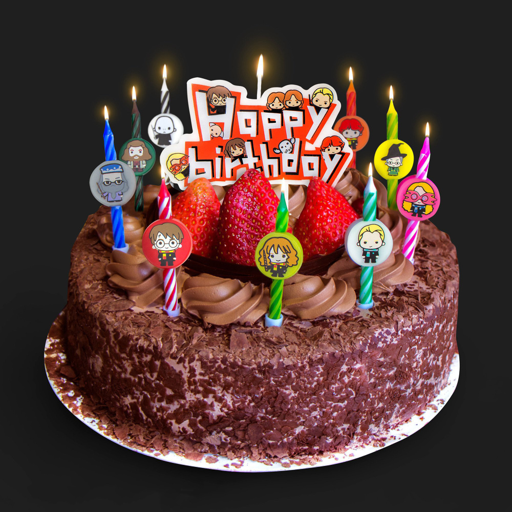 Свечи на день рождения в виде персонажей Хогвартс (набор из 10 + 1 с днем рождения)  #1
