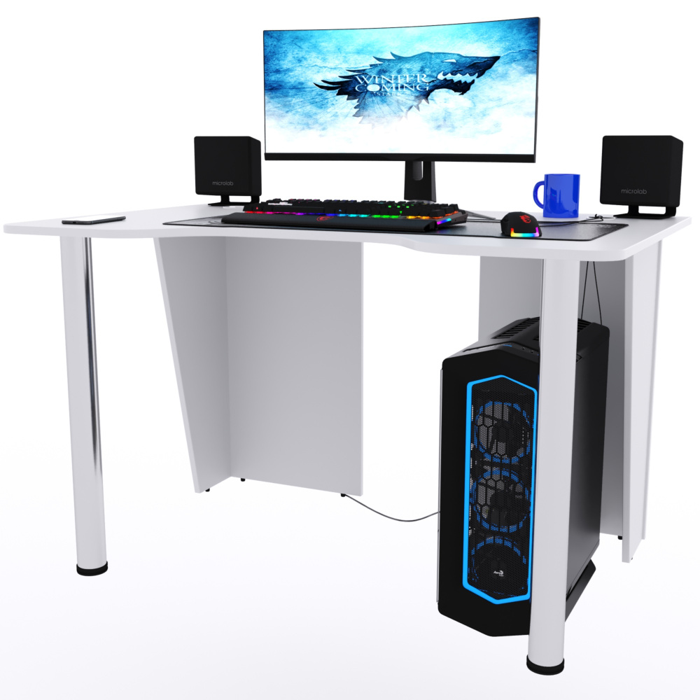 Прямой компьютерный стол "Лакер", 140х80х75 см, белый #1
